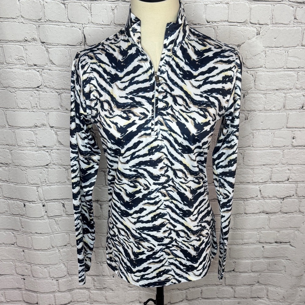 NEW Daily Sports Sweden Quarter Zip Animal Print Golf Top size S